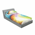 thumbnail image 3 of Magic Bedding Set with Sheet & Covers, Psychedelic Open Book of Fairy Tales on Gradient Rainbow Color Floral Background, Printed Bedroom Decor 2 Shams, 4 Sizes, Multicolor, by Ambesonne, 3 of 3