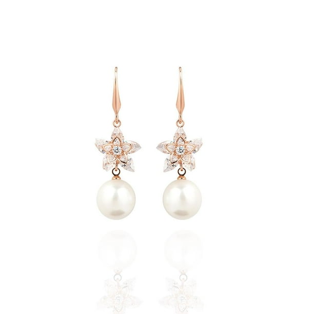 Pendientes colgantes chapados en flores de de imitación de cristal , joyería Zulema pendiente de diamantes de imitación