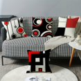 thumbnail image 3 of 1 funda de almohada con patrón geométrico negro y rojo, funda de almohada impresa de un solo lado, para el hogar, sofá, oficina, dormitorio, decoración de cojín de coche, sin núcleo de almohada, 17.7, 3 of 4