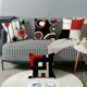 thumbnail image 3 of 1 funda de almohada con patrón geométrico negro y rojo, funda de almohada impresa de un solo lado, para el hogar, sofá, oficina, dormitorio, decoración de cojín de coche, sin núcleo de almohada, 17.7, 3 of 4