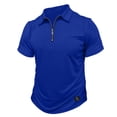 thumbnail image 6 of GrmtClth Polo Shirts for Men 2026 Summer Fashion Short Sleeve Tops Loose Quarter Zip Blouse Trendy Collared Clothes with Pocket Blue 2XL, 6 of 6