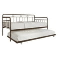 thumbnail image 4 of Castle Place Minimalist Vintage Twin Size Metal Daybed with Trundle, Brown, 4 of 5