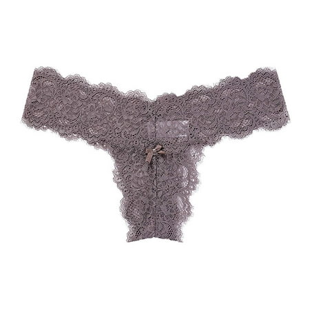 

COBKK Womens Breathable Underwear Women s Lace See-Through Thong Panties Sexy Temptation Thongs Womens Panties Seamless Casual Comfortable Dressy Briefs Underwear For Women Purple M