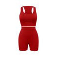 thumbnail image 7 of Luvrsol Matching Short Sets Women Clothing Slanted Collar Tank and Short Sports Yoga Set, Size S-2XL, 7 of 7