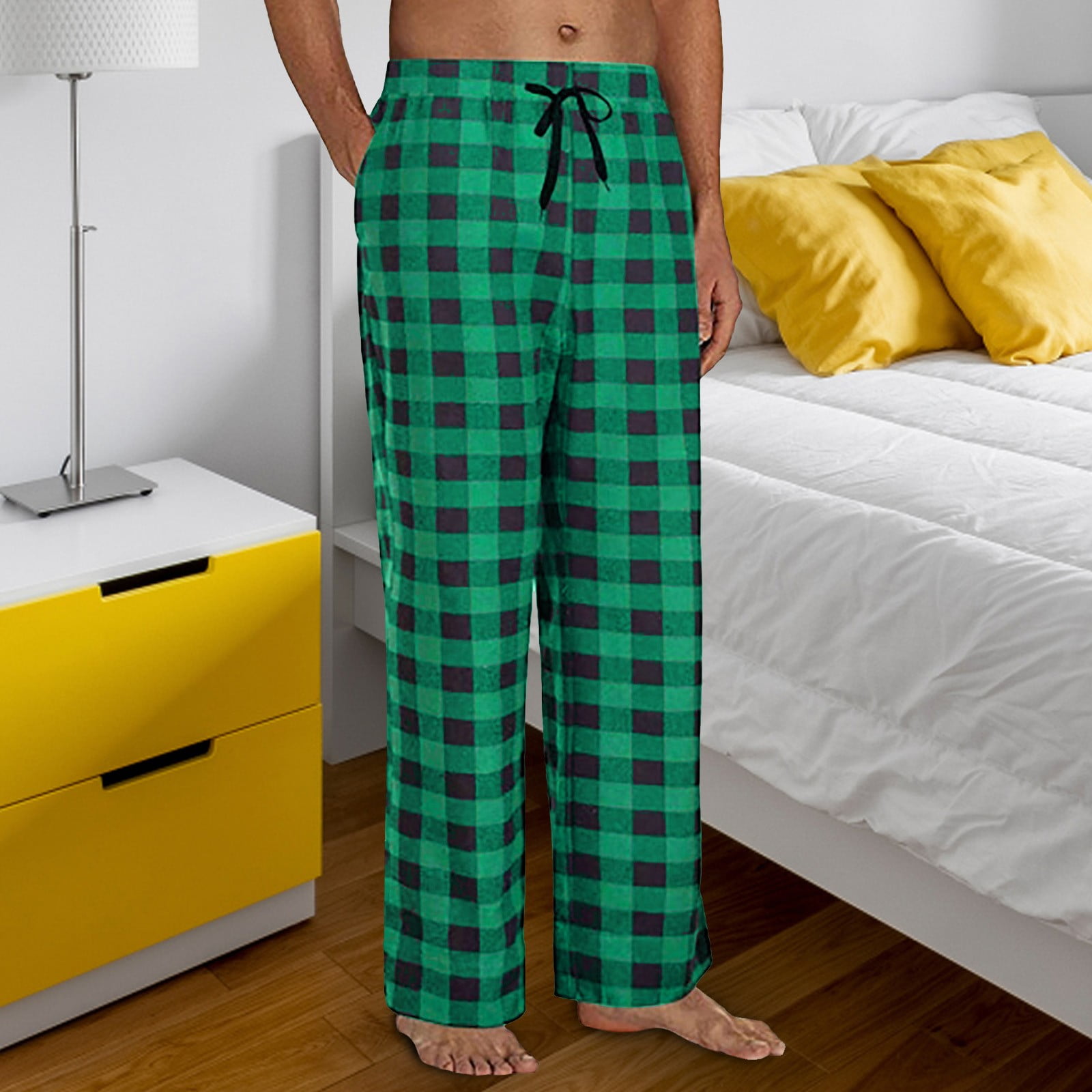 Lisingtool Pants for Men Mens Pajamas Plaid Pajama Pants Sleep