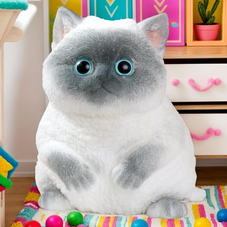 Big taba Squishy Cat Handmade Squishy Cat for Adult Stress Relief Cute & Soft Cat Design Perfect Squeeze Toys Gift for Relaxation and Fun - Dress Up Your Own Squishies Cat(Siamese)