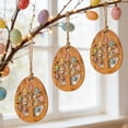 thumbnail image 4 of Easter Wooden Egg Ornaments, Carved Rustic Holiday Decorative Pieces, Spring Hanging Easter Decor, Festive Home Party Decoration Props for Easter Party Indoor and Outdoor Use, 3.9*5.9in, Brown, 4 of 5