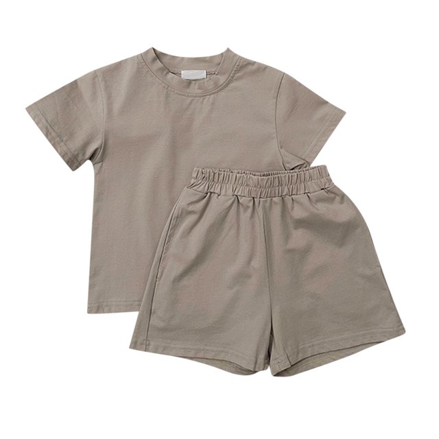 Ropa de verano para niño hoksml, camiseta retro de manga corta de color liso, tops y pantalones cortos casuales, conjunto en liquidación (6M-5T)