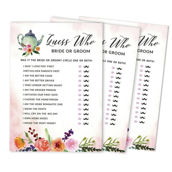 Inkdotpot Tea Party 50-Pack?He Said She Said?Cards?For Couples Funny Rehearsal Dinner Guessing Question?Bridal Shower Engagement Party?Game?Ideas