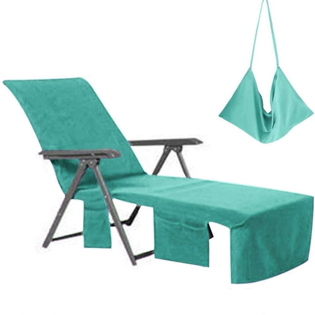 Funda para sillón Toalla de playa de microfibra Funda para sillón de piscina con bolsillos para vacaciones Tomar el sol Toallas de rizo de secado rápido Cuatro opciones de color (azul oscuro) Adepaton LRWJ920-3