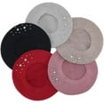 thumbnail image 4 of LinYooLi Women Embroidered Flower Bling Rhinestone Classic French Beret Hat, 4 of 7