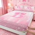 thumbnail image 4 of meiyoeat Girly Coquette Bow Queen Sheets For Kids,Pink Sequin Alphabet Print B Queen Sheet Sets For Bowtie Lovers,4Pcs, 4 of 6