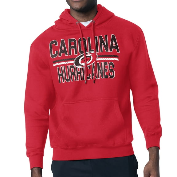 Men's Starter Red Carolina Hurricanes Mesh Look Team Name Logo Tri-Blend Pullover Hoodie