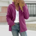 thumbnail image 2 of FAIWAD Women Fall Winter Fleece Jackets Long Sleeve Stand Collar Zip Casual Soft Fuzzy Trendy Coats, 2 of 4