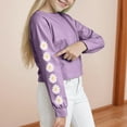 thumbnail image 5 of idosla Kids Crop Tops Girls Long Sleeve Tee Shirts Cute Daisy Pinted Fashion Sweatshirt Pullover Top (Purple, 6-7 Years), 5 of 5