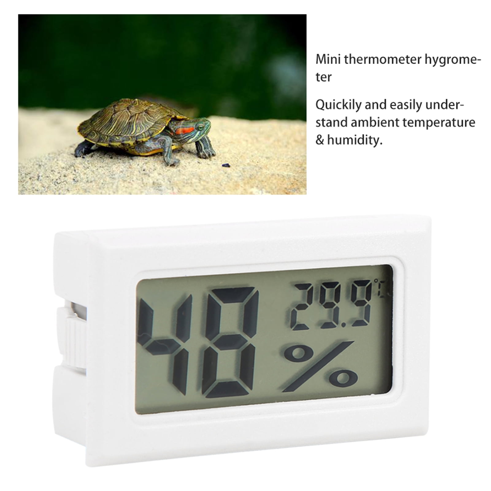 EBTOOLS Temperatur-Feuchtigkeitsmesser Kunststoff Mini Digital LCD Thermometer Hygrometer Runde Form Temperatur-Feuchtigkeitsmesser für Reptilien Weiß 