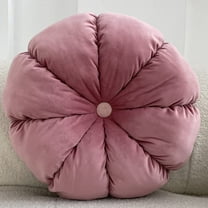 Nvzi -b Round Cushions Pillows Solid Color Velvet Chair Sofa Pumpkin Throw Pillow Pleated Round Pillow for Home Bed Car Decor Floor Pillow Cushion(Pink,Diameter 15")