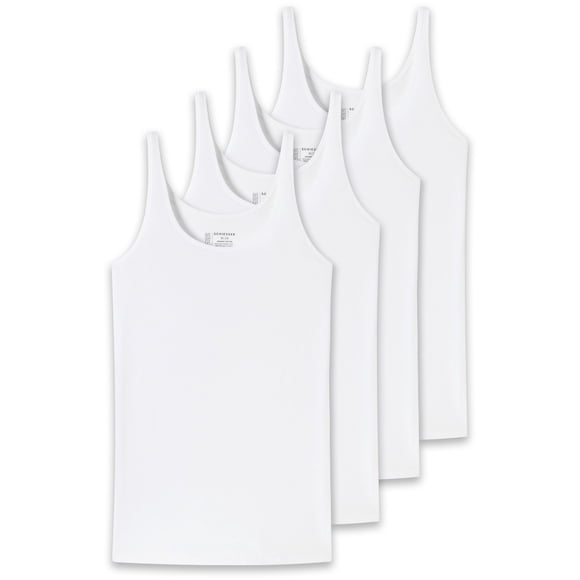 SCHIESSER Top con Tirantes para Mujer, Paquete de 4 - Single Jersey, Serie 95/5, uni Blanco 3XL (XXX-Large)
