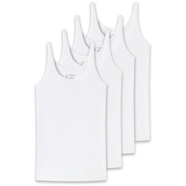 SCHIESSER Top con Tirantes para Mujer, Paquete de 4 - Single Jersey, Serie 95/5, uni Blanco 3XL (XXX-Large)