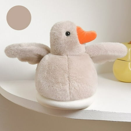 

CoCopeanut Cute Women Faux Fur Slippers Three-dimensional Design Duck Indoor Floor Slipper Female Winter Warm Shoes Soft Furry House Slides