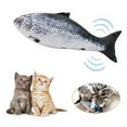 thumbnail image 2 of Pez de juguete eléctrico, juguete interactivo para gatos, juguete eléctrico USB de felpa para gatos con juguete para masticar hierba gatera para que los gatos jueguen, muerdan, masticen y pateen, 2 of 7