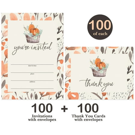 Thanksgiving Dinner Invitations ( 100 ) & Thank You Cards ( 100 ) Matched Set with Envelopes Best Value Large Family Meal Church Community Banquet Gatherings Fill-In Invites & Thank You Notes (Best Deals For Thanksgiving Dinner)