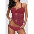 thumbnail image 1 of Maillot Tankini Blouson à Double Laçage Rouge pour Femme, 1 of 12