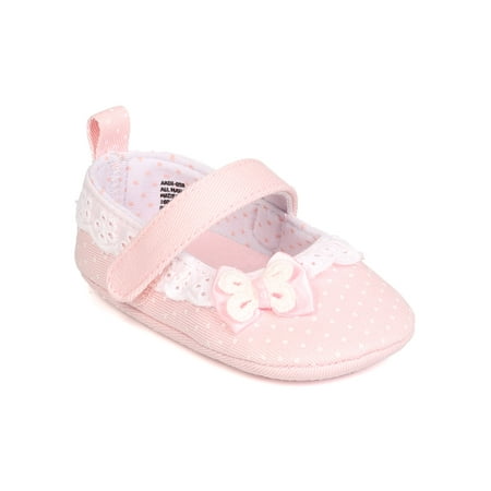 

New Girl Aadi-058 Canvas Polka Dot Mary Jane Hook and Loop Ballet Flat
