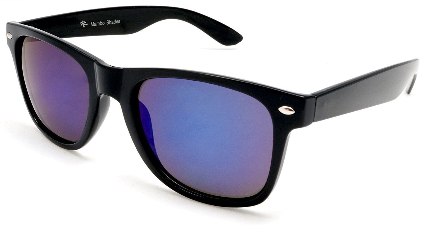 Unisex Polarized Mirror Horn Rimmed Sunglasses MIB Style Black