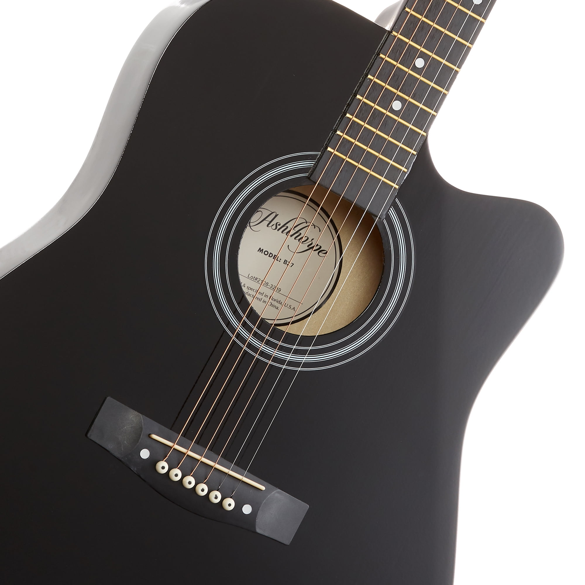 Ashthorpe 41-Inch Beginner Acoustic Guitar Starter Package, Black