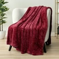 thumbnail image 3 of PAVILIA Sherpa Throw Blanket For Couch Sofa, Wine Red Fluffy Warm Plush Blanket for Twin Bed, Cozy Super Soft Lightweight Throw, Fuzzy Decorative Blanket, All Season Home, 60x80, 3 of 9