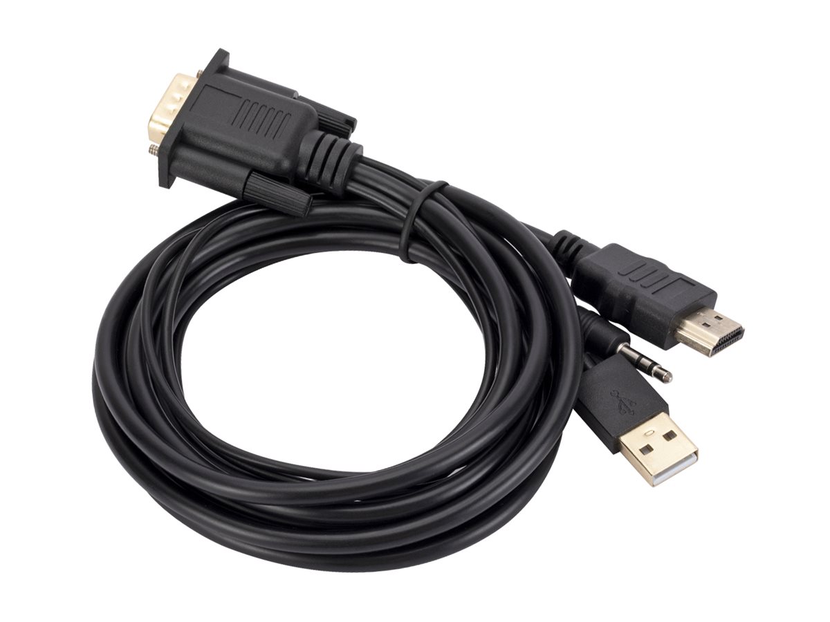 4XEM 3FT HDMI to VGA Adapter Cable With 3.5mm Audio Cable, Black
