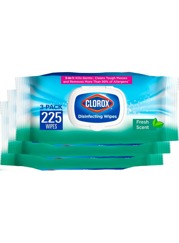 Clorox Disinfecting Wipes, Fresh Scent, 75 Count Each, 3 Pack
