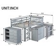 thumbnail image 3 of Twin Loft Bed with Storage Cabinet, Drawer and Shelf Cabinet and Pulling-Out Desk, Rubber Wood Loft Bed with Safety Guardrail, Ladder,Grey, 3 of 10
