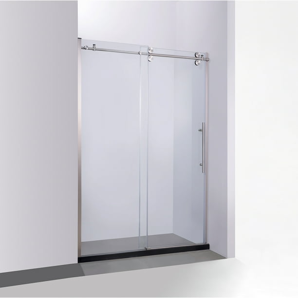 Vinnova Massa 48 W X 76 H Single Sliding Frameless Shower Door In Chrome Com Single Sliding Frameless Shower Door, Meritor Frameless Sliding Bath Door