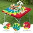 thumbnail image 4 of Colorful Tie Dye Mandala Pattern Square Fitted Tablecloth with Elastic Edge,Square Table Cover,Washable Elastic Table Cover for Home Kitchen Party Decor 34"x34", 4 of 6