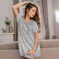 thumbnail image 6 of Salouo Silver Mosaic Print Short Sleeve Sleepshirt for Womens Comfy Nightgown Scoopneck Cute Nightdress Ruffle -Medium, 6 of 7