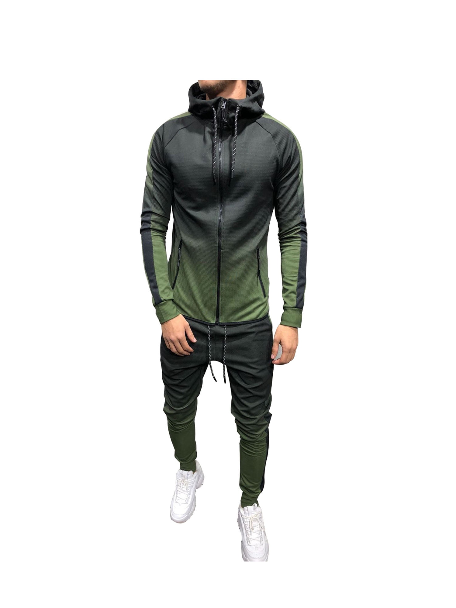 Men's Hoodies Sweatshirt Pants 2Pcs Tracksuit Set Bottoms Sportwear Jogging Suit 