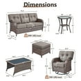 thumbnail image 4 of OPOHORO Outdoor 7 Pieces Conversation Set, Brown Wicker Sofa, with Swivel Chairs, Side Table, Coffee Table and Ottomans, Patio Furniture Set with 5" Thick Cushion for Backyard, Gray, 4 of 15