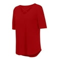thumbnail image 7 of Giftesty Womens Plus Size Women Tops V-neck Cross Collar Soild Short Sleeve T-Shirt Blouse, 7 of 7