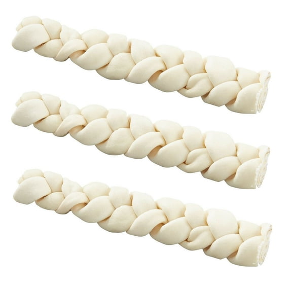 Dog Chew Treats Braided Stick USA Rawhide Beefhide Braids Long Lasting 7" or 12" (7" - Three Braids)