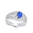 thumbnail image 4 of Oval Blue Simulated Sapphire Filigree Heart Ring .925 Sterling Silver Band CZ Female Size 5, 4 of 4