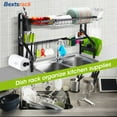thumbnail image 6 of Bextsrack 2 Layer Adjustable Length Dish Rack for Storage Kitchen Counter Organization Black, 6 of 7