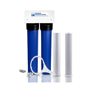 WHOLE HOUSE DUAL BIG BLUE WATER FILTER SYSTEM - FLUORIDE REMOVAL 1" FPNT
