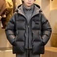 thumbnail image 2 of ZACPNCV Boys Puffer Jacket Kids Faux 2-Piece Hooded Winter Coat with Knit Sweater Layer Thickened Warm Quilted Coat Zip-Up Cold Weather Outerwear,Black, 2 of 6