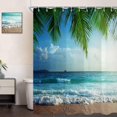 thumbnail image 3 of Ocean Shower Curtain, Summer Tropical Palms Maldives Island Beach Sea Landscape Bathroom Curtain Waterproof Fabric Machine Washable with 12 Hooks, 3 of 6