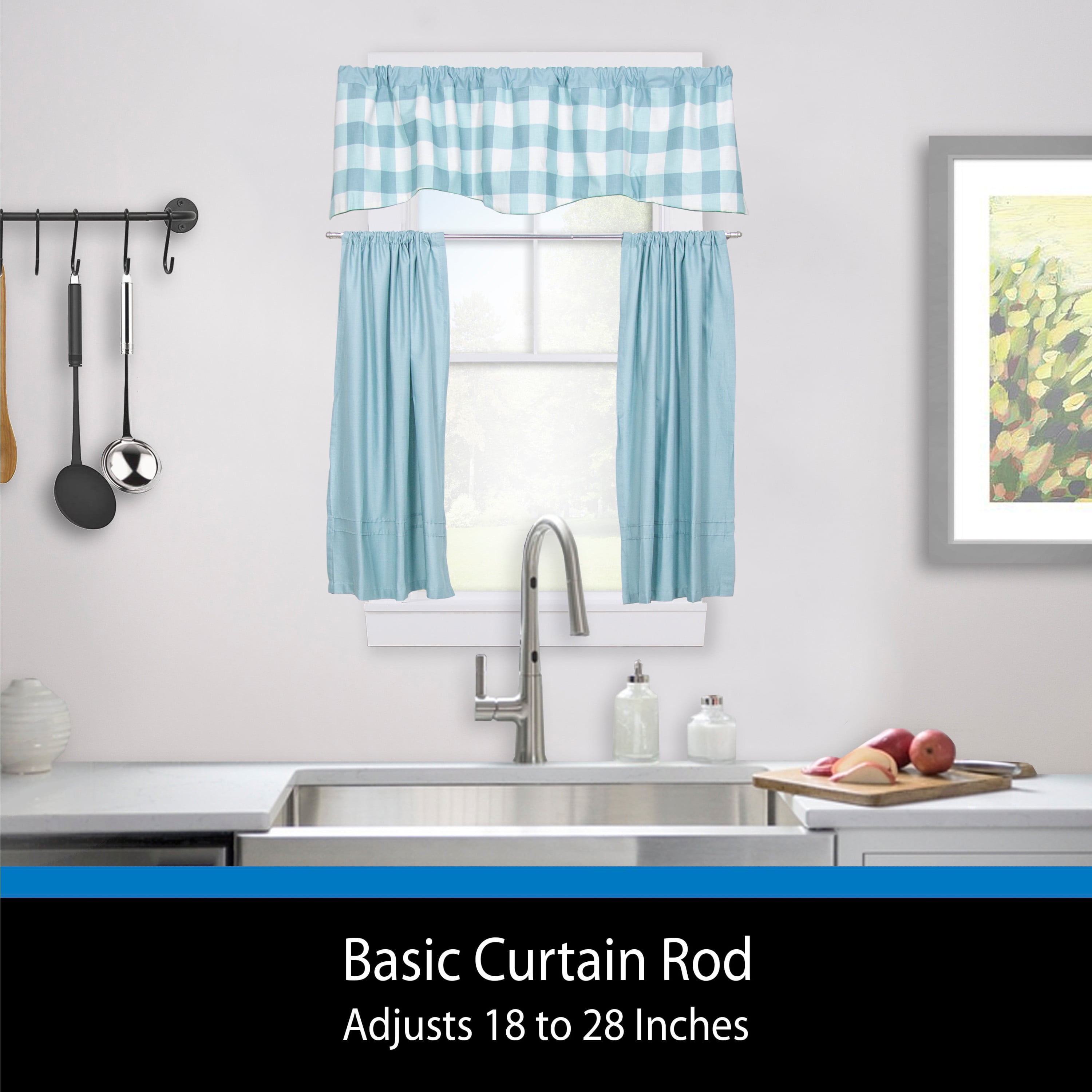 Mainstays 2" Metal Wrap Curtain Rod, 18-28", White