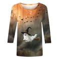 thumbnail image 2 of Women Halloween T Shirt Short Sleeve Witch Pattern Graphic Tees Pullover Shirts Festival Custume Clothing, 2 of 3