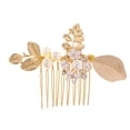 thumbnail image 1 of Abbracc Bridal Wedding Pearl Rhinestone Flower Floral Hair Comb Gold, 1 of 6
