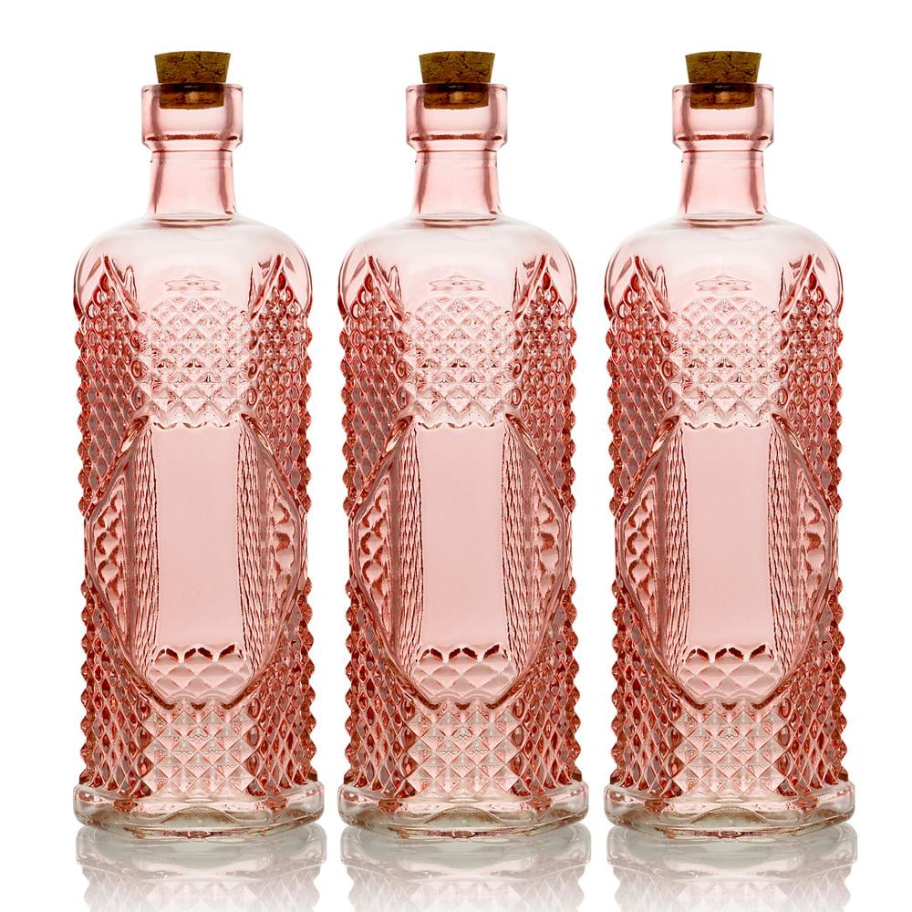 BULK PACK (3) Aria Vintage Pink Vintage Glass Bottle Wedding Flower